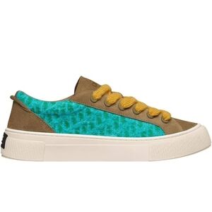 Dior Men's Sneakers - Turquoise and Brown with Mustard Laces